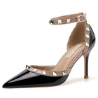 【Misurati la lunghezza dei piedi prima di ordinare】Scarpe da donna eleganti e di lusso con rivetti, sexy, con tacco alto e sottile, modello 62-CHC-33 platinumshop