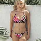 Costumi da bagno per ragazze: bikini di alta gamma, sexy, con stampa leopardata, spalline a forma di fiore di giglio, modellante platinumshop
