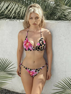 Costumi da bagno per ragazze: bikini di alta gamma, sexy, con stampa leopardata, spalline a forma di fiore di giglio, modellante platinumshop