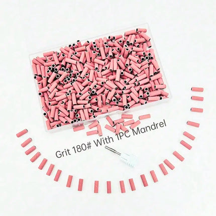 500PCS 3MM Small Mini Nail Sanding Bands With 1PC Spring Mandrel For Nail Drill #180 Grit Nail Sanding Band Bulk For Salons Manicure