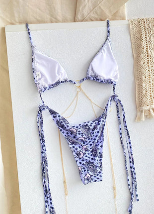 Catene a triangolo sexy Set bikini Micro perizoma Costume da bagno donna Costume da bagno Biquini Fasciatura Costumi da bagno Stampa Costumi da bagno Perizoma Bikini platinumshop
