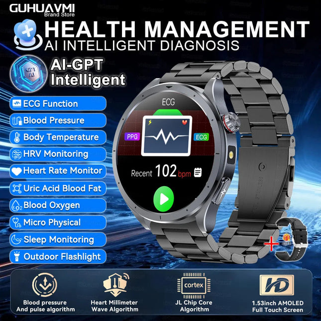Nuovo Smartwatch 2026 per Analisi del Grasso Corporeo, ECG+PPG, Acido Urico, Pressione Sanguigna, Ossigeno nel Sangue, Orologio con Chiamate per Uomini e Donne platinumshop