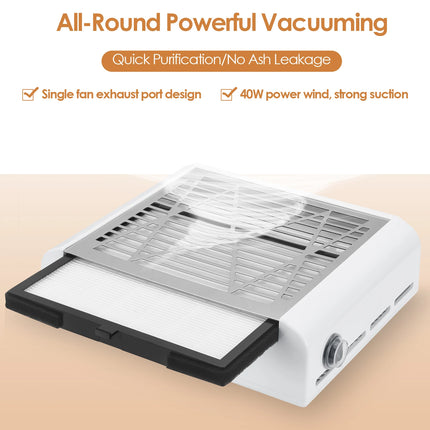 Nail Dust Collector Machine With Filter 40W 4500 RPM Nail Dust Extractor Cleaner Suction Fan Machine