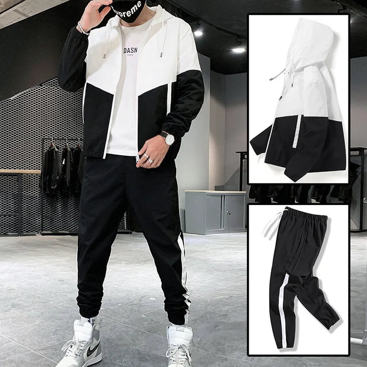 M-6XL-New-Men's-Sportswear-Set-from-Japan-South-Korea-Autumn-Casual-Wear-Men's-Hooded-Jacket-Leg-Tied-Pants-Trendy-Casual-Suit