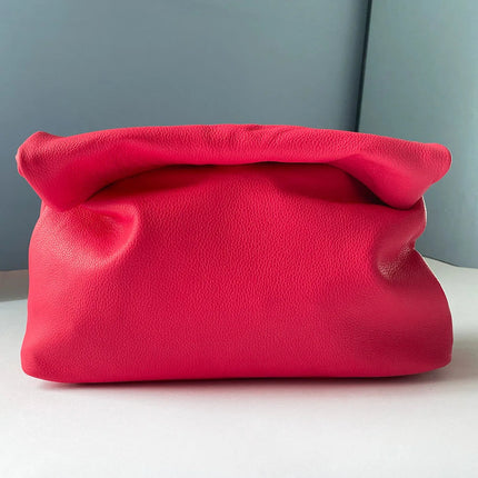 Personality roll-edge leather bag  lazy casual leather soft bag  Phone Women High Quality holding red large bag luxury designer PlatiNum