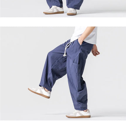 Pantaloni Estivi Leggeri da Uomo e Donna, Streetwear con Coulisse, Stile Y2K, Cargo, Tinta Unita, Gamba Larga, Taglie Forti fino alla 5XL