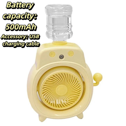 Ventilatore da Tavolo Portatile con Nebulizzatore Fine e Delicato, Ampio Angolo di Copertura, Ventilatore da Scrivania con Nebbia Fredda a 360°, Batteria da 500mAh