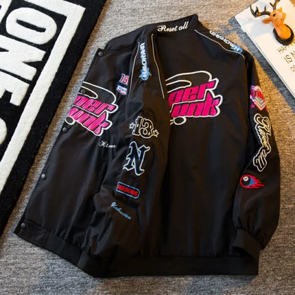 Men's Jacket High Street Vintage Retro Locomotive Baseball Uniform Spring Autumn Loose Single-breasted Embroidered Jackets