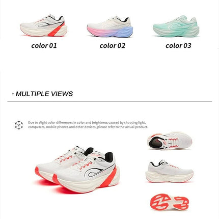 QIAODAN TG1.0 Women's 2026 Marathon Platform Racing Shock Running Shoes Long-distance Soft Rebound Sneakers QDB022253285 PlatiNum