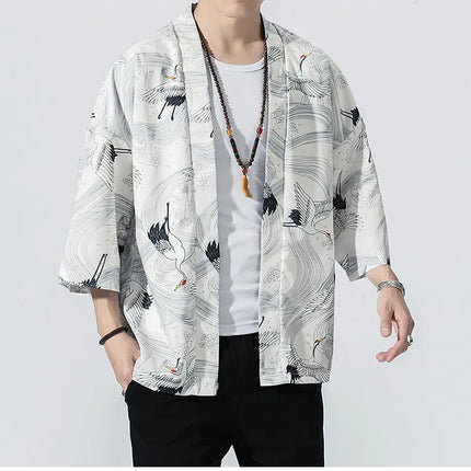 Camicie Sottili da Uomo con Stampa Tradizionale, Abbigliamento Asiatico, Kimono Giapponese, Camicie Yukata da Uomo, Top Larghi da Donna Stile Harajuku, Cappotto Taglie Forti fino alla 5XL
