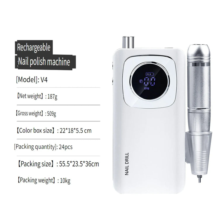 Wireless Portable Rechargeable Electric Nail Polishing Machine New Cordless Nail Surface Polisher Gel Nail Remover Professional Home Salon Manicure Pedicure Care Tool For DIY Nail Art Design