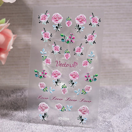 1Pcs 5D Jelly White Lily Red Strawberry Nail Art Sticker Peony Rose Camellia Embossed Nails Decals Delicate Nail Art Decorations