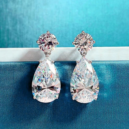 BXINY 19Carat All Moissanite Water Drop Earrings S925 Silver Pear Cut Diamond for Women Wedding Bride Gift Jewelry GRA Certified PlatiNum