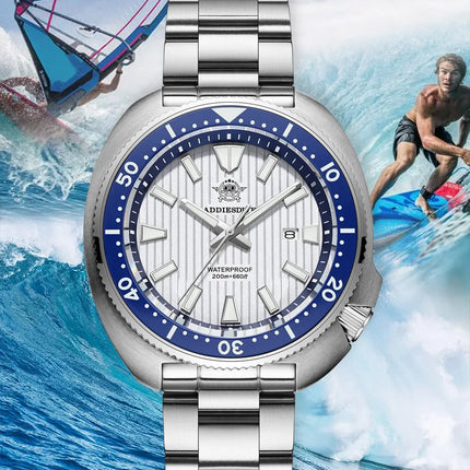 ADDIESDIVE Men's Diving Watch 200 Waterproof Sapphire Glass Quartz Watch BGW9 Luminous Stainless Steel Business Fashion Watch