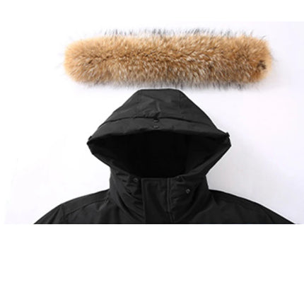Winter -30 Degree Down Jacket Men Down Cotton Parkas Coat Mid-length Large Fur Collar Male Thicken Coat Snow Overcoat Parka
