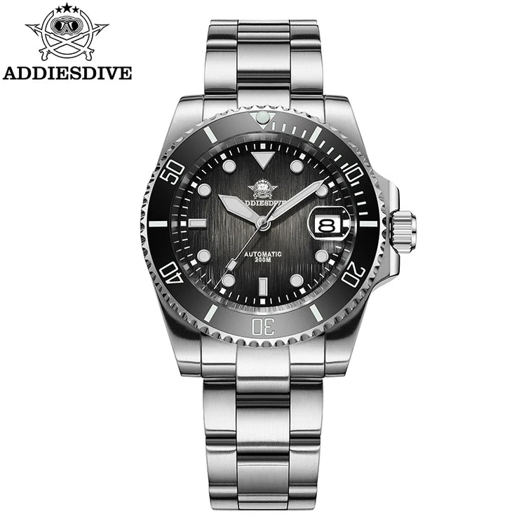 ADDIESDIVE Dive Watch Men NH35A Automatic 200M Waterproof Sapphire Crystal Ceramic Bezel Luminous Steel Wristwatch AD2078