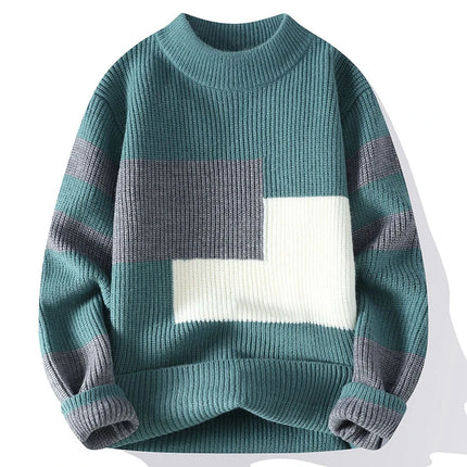 Winter Fashion Sweater Men Patchwork Casual Knit Pullovers Mens Thick Warm Harajuku Loose Knitted Sweaters O-Neck Streetwear Man