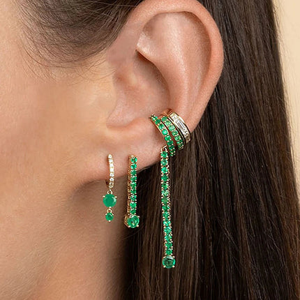 925 Sterling Silver Needle Green Zircon Gold Earrings Heart Hoop Earrings for Women Delicate Stud Earrings Luxury Jewelry Gifts PlatiNum