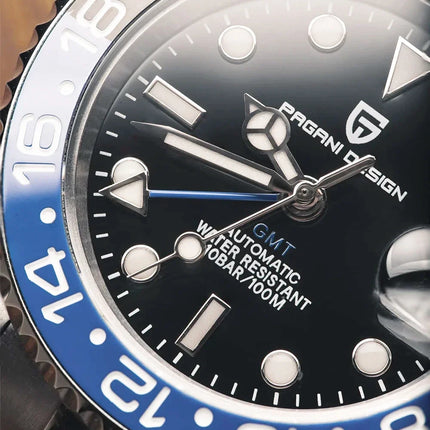 PAGANI DESIGN Pepsi GMT Orologio automatico da uomo 100M impermeabile quadrante nero luminoso cinturino Jubilee in acciaio inossidabile orologi da polso meccanici sportivi di lusso per uomo PD-1662 Relojes Hombres+Confezione