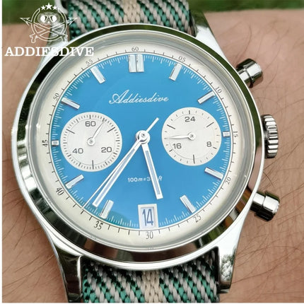 ADDIESDIVE AD2095 Man‘s Chronograph Watch BGW9 Super Luminous 10Bar Waterproof Bubble Mirror Glass VK64 Quartz Steel Wristwatch