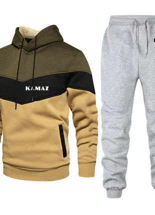 2025 Spring And Autumn Man's KAMAZ TRUCK Logo Print Convention Pocket Pullover Outdoor Sports Hoodies+Casual Long Pants Suits PlatiNum