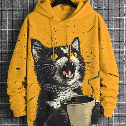 2026 Men's Hoodies Funny Cat Dinosaur UFO Art 3D Printed Cartoon Sweatshirt Men Women Tracksuit Oversized Casual Street Y2k Coat