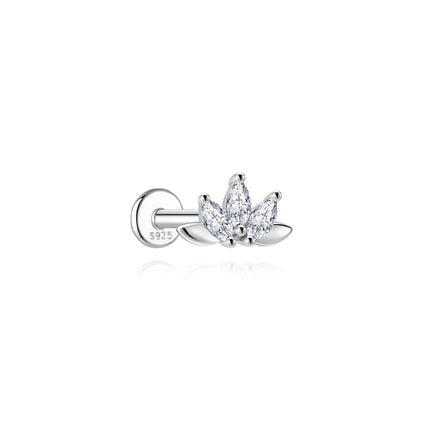 AIDE 1PC Sparkling Moissanite Piercing Stud Earrings 925 Sterling Silver Shining Circle Earring For Women Ear Bone Earring Jewel PlatiNum