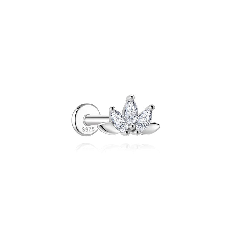 AIDE 1PC Sparkling Moissanite Piercing Stud Earrings 925 Sterling Silver Shining Circle Earring For Women Ear Bone Earring Jewel PlatiNum