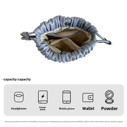 Summer Fashion New Crossbody Bag Women's PU Single Shoulder Mini Bag Luxury Versatile Pleated Casual Small Square Bag Handbags PlatiNum