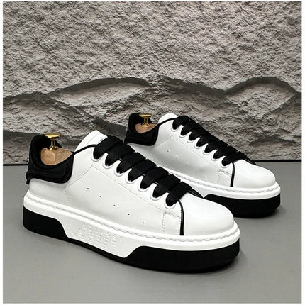 Beige Leather Men's Loafers Lace-up Platform Casual Shoes for Man Low Top Comfortable Urban Shoes Men Light mocasines de hombre