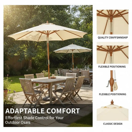 Ombrellone da Patio Grande 3M, Telo in Poliestere Impermeabile e Resistente all'Usura, Parasole Regolabile in Altezza per Giardino, Caffè, Spiaggia