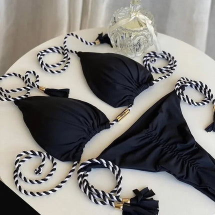 RUOTONSEPT Sexy Braiding rope Bandage Bikini Set Women's Swimsuit Two-piece Triangle Swimwear Bathing Suit Brazilian Biquinis platinumshop