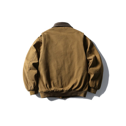 AMEKAJI Retro Japanese Men's Cotton Jaet Thiened Warm Casual Loose Collar Workwear Outerwear Trendy Winter Coat