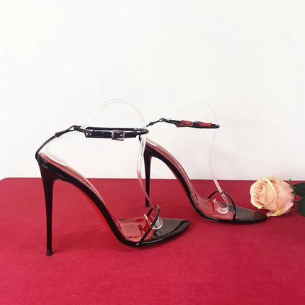 New 12cm Minimalist Ultra-fine Straight Strap High-heeled Shoes with Sexy Ankle Straps Plus Size Slim Heel Bed Sandals Women's PlatiNum