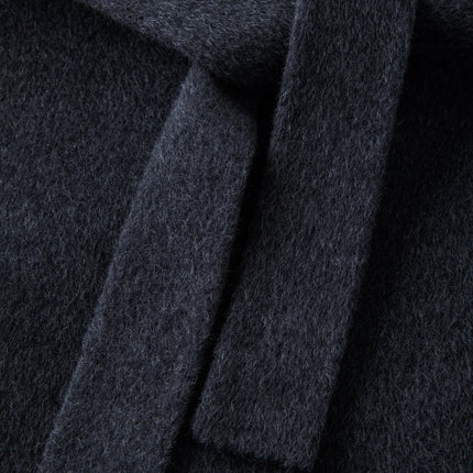 DUSHU Double-faced Wool Coat Detachable Scarf Collar Korean Style Thickened Woolen Long Overcoat for Winter Commute