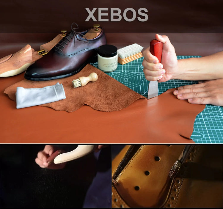 Luxury Autumn Winter Men's Leather Oxford Shoes Plaid Pattern Natural Genuine Leather Lace-up Sneakers Business Casual Shoes