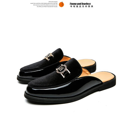 Scarpe casual in pelle da uomo Ciabatte nere di lusso Appartamenti di moda Pantofole da esterno traspiranti estive Mocassini slip on maschili firmati