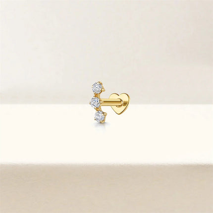 AIDE Heart Round Ball Flat Helix Piercing Earring 925 Sterling Silver Ear Studs Geometric Zircon Exquisite Trinket Studs Aretes PlatiNum