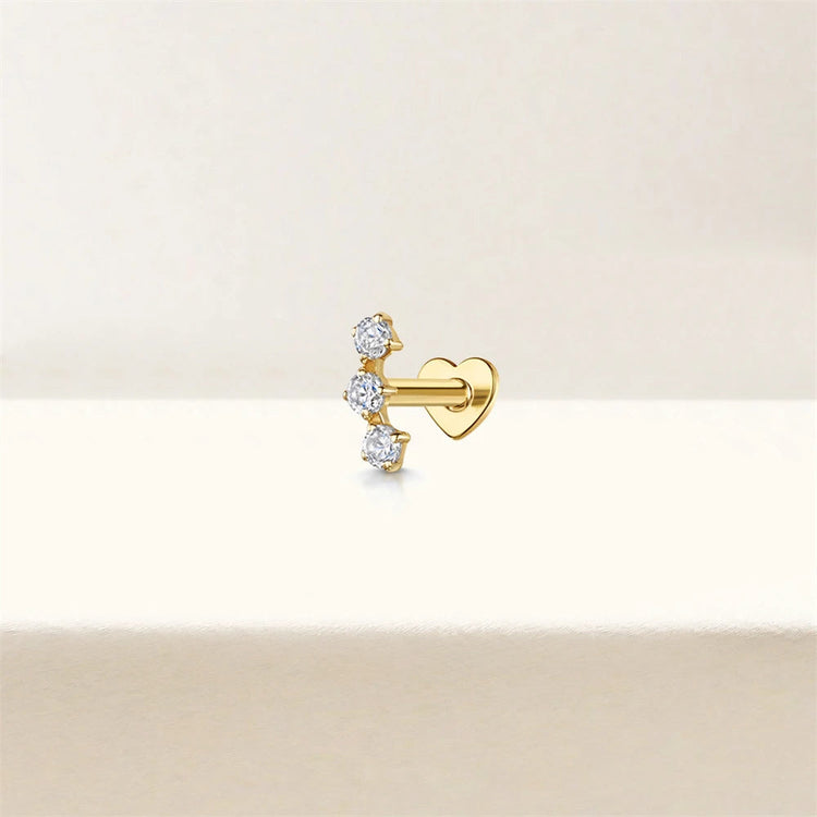 AIDE Heart Round Ball Flat Helix Piercing Earring 925 Sterling Silver Ear Studs Geometric Zircon Exquisite Trinket Studs Aretes PlatiNum