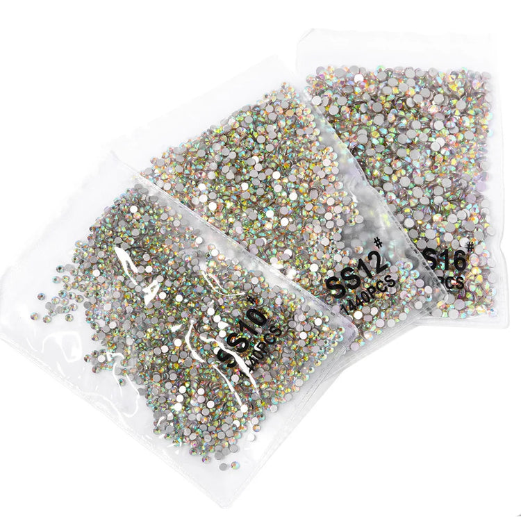 1440pcs Nail Clear/AB Glass Strass FlatBack Crystal Rhinestone (SS3-SS20)3D Nail Gem Stones Non-HotFix Nail Rhinestone 1.3-4.8mm