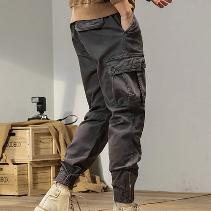 2023 New Multi-Pockets Spring Summer Cargo Pants Men Streetwear Zipper Leg Skinny Work Joggers Cotton Casual Tactical Trousers