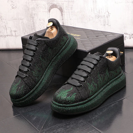 New Style Luxury Men's High Hip-hop Casual Shoes Men Black Fashion Rivets Shoes Italy Fashion Leisure Driving Loafers