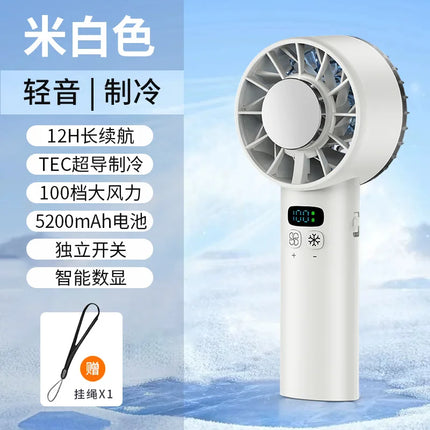 Ventilatore portatile USB ricaricabile con compressione di ghiaccio e raffreddamento ad alta velocità, mini ventilatore pieghevole per viaggi, campeggio, attività all'aperto