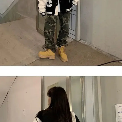Y2k Lamb Wool Bomber Jacket Female Oversized Streetwear 2025 New Women Harajuku Fashion College Uniform Varsity Baseball Jackets