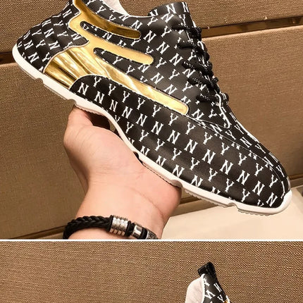 Brand Men Sneakers Fashion Print Casual Shoes Men Breathable Lace Up Running Shoes Luxury High Quality Men Sport Shoes 2026 New