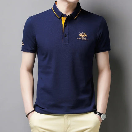 Men's Embroidered Short Sleeve Polo Shirt Casual Fashion Comfortable Summer Top