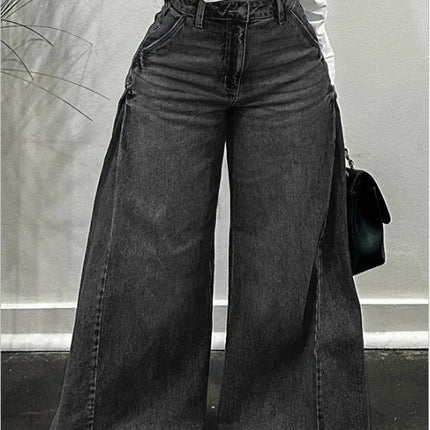 Pantaloni jeans svasati a gamba larga larghi alla moda casual impiombati da donna di nuova moda europea americana Pantaloni jeans streetwear femminili