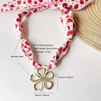 Collana bandana morbida con ciondolo a forma di fiore a forma di cuore placcato in oro per gioielli impilabili da donna e ragazza PlatiNum