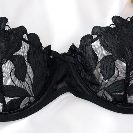 Embroidery Transparent Floral 2 Pieces Exquisite Lace Lingerie Set Push Up Bra Briefs Sets See Through Exotic Lingeries Sets
