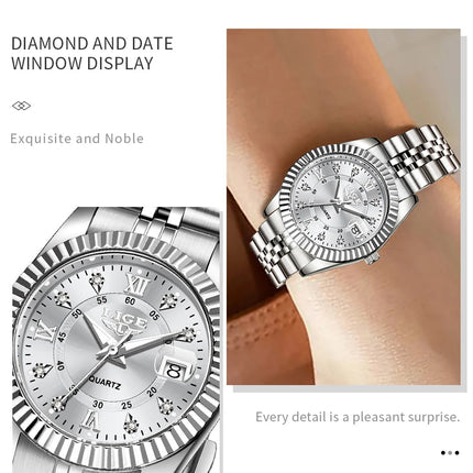 Orologio da Polso LIGE di Lusso con Strass per Donna, Cinturino in Acciaio Inossidabile, Movimento al Quarzo, Regalo, Reloj Mujer platinumshop
